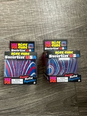 NeeDoh Nice Cube Swirlin' USA Super Solid Squish - Two Pack Red, White & Blue